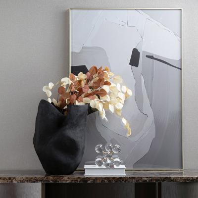 China Modern Abstraction Resin Series Matte Black Light&Shadow Flower Vase for sale