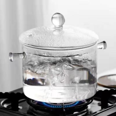 China Factory direct sale viable pyrex pot kitchen glassware cookware non-stick transparent clear glass cooking set for sale