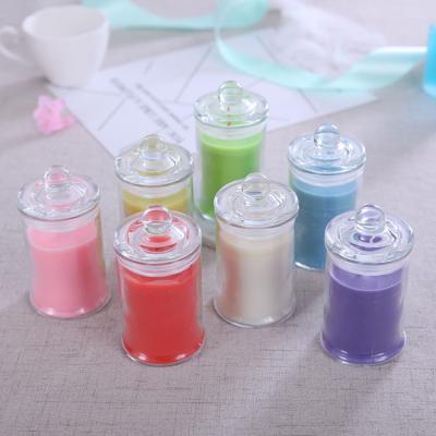 China Luxury Small Empty Candle Food Scented Container Bottle Clear Glass Candle Jar With Lid for sale