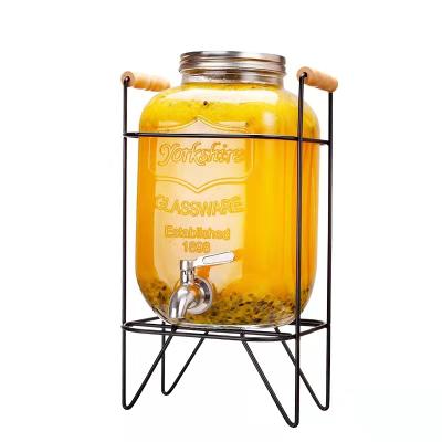 China 4L 5L 8L Mason Jar Party Glass Juice Dispenser Stocked Beverage Beverage Dispenser With Tap And Holder for sale