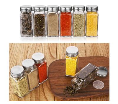 China Hot Selling Glass Spice Stored Jars / Bottles 4oz Square Empty Spice Containers for sale