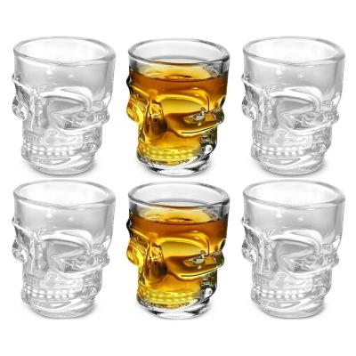 China Skull Shape Vodka Shot Glass Wine Glass Cup Bar Whiskey Stocked Glass Mug for sale