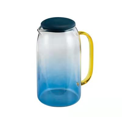 China Juice And Iced Tea Beverage Hot Carafe Jug Cold Water Stored Glass Pitcher With Lid for sale