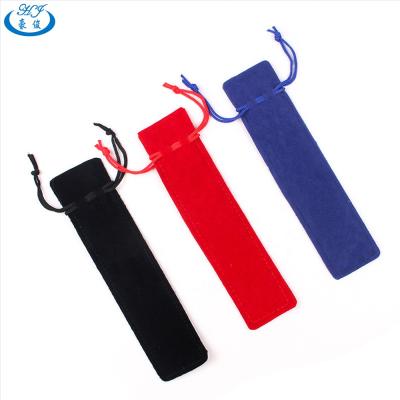 China Factory Supply Cheap Portable Velvet Drawstring Pocket Pen Pouch Velvet Pen Pouch for sale