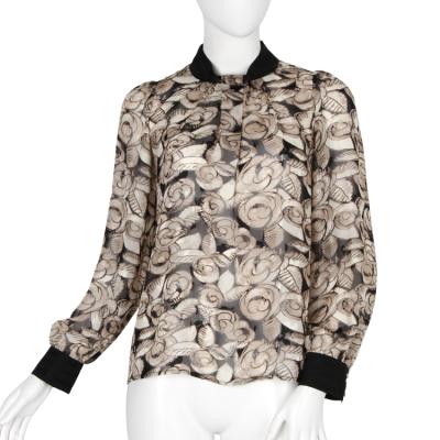 China New Arrival Fashion Floral Print Button Full Sleeve Chiffon Women Blouses for sale