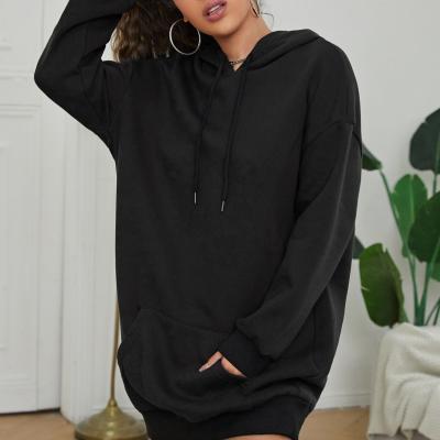 China SHEIN QUICK DRY drop shoulder hooded sweatshirt dresses women sweatshirt hoodie dress for sale