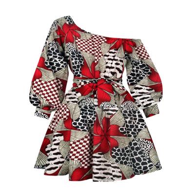 China 2020 hot sale wholesale polyester off the shoulder african women clothing kitenge dress for lady for sale