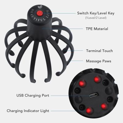 China Fashionable Handheld Wireless Vibration Scalp Hair Shape Octopus Electric Head Massager Massager for sale