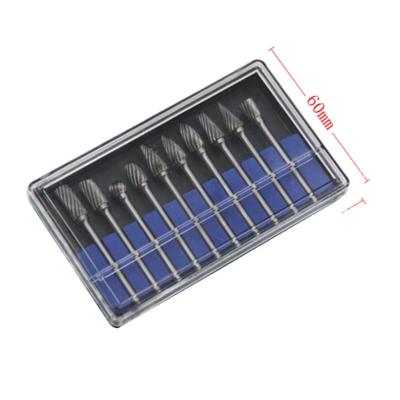 China Explosive styleHot Sale Carbide Burr Set 10pc Carbide Rotary File 3*6 double grain tungsten steel grinding head As pictured for sale