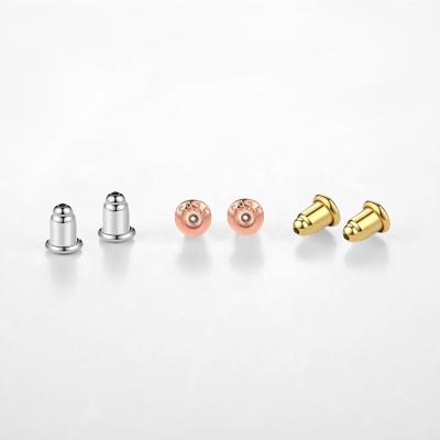 China S925 pure silver new Hot sale S925 Sterling silver bullet head earplug,plated 18K gold hot sell DIY accessories for sale