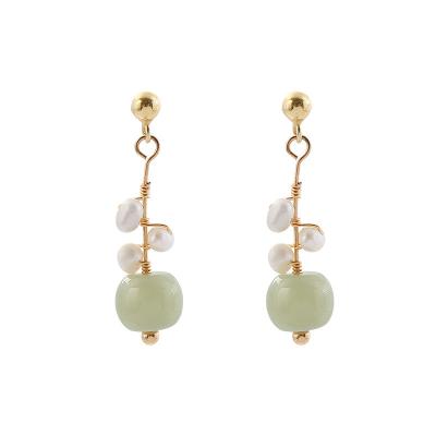 China TRENDY 2023 new style hetian jade 925 sliver pin Earrings,for Women Wedding Engagement Earring Jewelry Teen Girls for sale