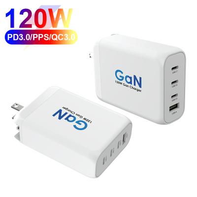 China USB 120W GaN USB-C Smart Mobile Phone Charger Multifunctional Mobile Phone Wall Charger for Phone and Laptop for sale