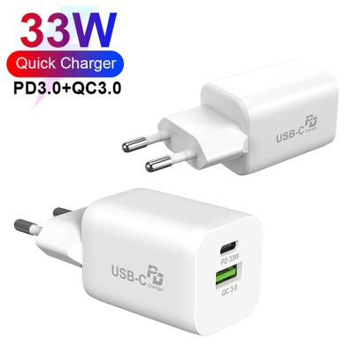 China Mobile Phone PD 33W USB A+C Dual Port Wall Charger For Xiaomi/Samsung iPhone Fast Charging for sale