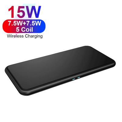 China Custom Wireless Charger Fast Fast Charging 5 Hot Wholesale Dual Coil 10W Qi Mobile Phone Universal Charger for sale