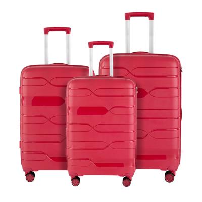 China 2020 New Design Bottom Travel Polypropylene Hand Trolley Suitcase Set Customized 3pieces 20inch 24inch 28inch PP Luggage for sale