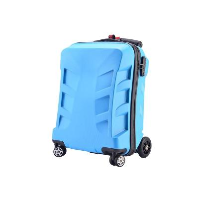 China 2022 new and popular design trending innovative design maletas ABS PC trolley luggage bags kids folding suit case scooter travel suitcase for sale