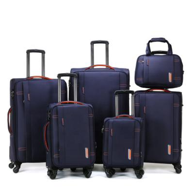 China New and Popular Design Lightweight Polyester 6Pieces Luggage Trolley Bags Business Travel Suitcase Set Wholesale for sale