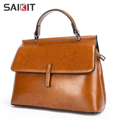 China High Quality 2019 Whip Leather Handbags For Women Genuine Amazon Shoulder Handbags Oil Waterproof Wax Tote Handbags for sale