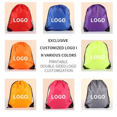 China Wholesale Cheap Custom Logo Polyester Drawstring Bags Promotional Waterproof Sports Lightweight Backpack Shoe Gift Drawstring Bag for sale