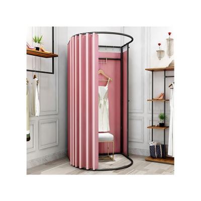 China 2022 Convenient and Portable Dressing Room Hot Selling Store Curved Curtain Rods Wall Mounted Clothing Fixture Changing Movable Dressing Room for sale