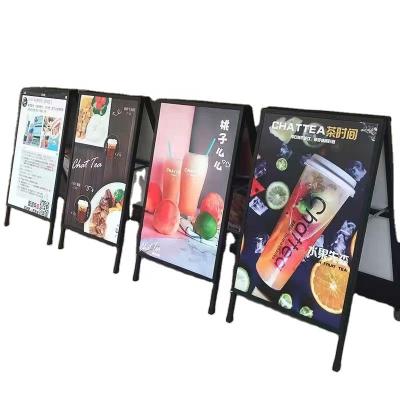 China MDF Mobile Multiple Locations Metal Floor Display Stand Advertising Display Rack Outdoor Advertising Display for sale