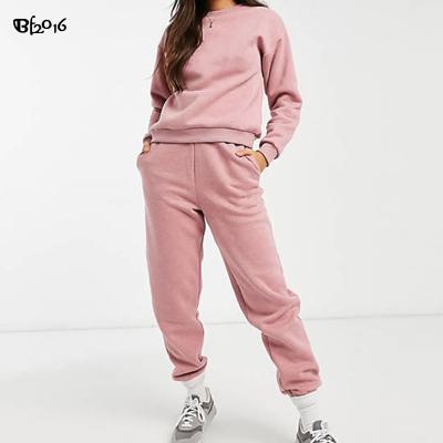 China Pink Tracksuit Set Women OEM/ODM Anti-pilling Set Two Piece Lounge Wear Joggers Custom Two Piece Joggers Suits Sets For Women for sale