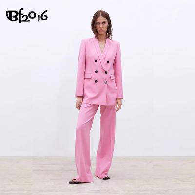 China Breathable High Quality Custom Made Long Sleeve Coat Two Piece Suit Set Women Pants for sale