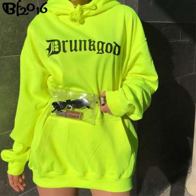 China Anti Shrink Fashion Color Smart Women Long Sleeve Oversized Neon Hoodies for sale