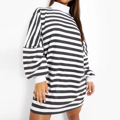 China Hot Selling Anti-pilling Scratch Roll Neck Sweatshirt Logo Dress Casual Sweatshirt Dress Oversize Custom Pattern Long Sleeve for sale