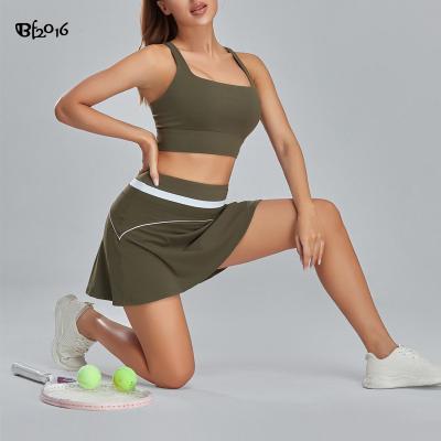 China SKIRTS Wholesale High Quality Women Golf Skirts With Shorts Tennis Stretch Skirt Custom Elastic Built In Brief Tennis Skirt for sale