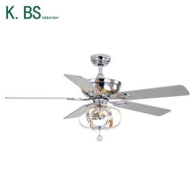 China Zhongshan Wholesale Modern 5 Blades Remote Control Shop Living Room Hotel Crystal Ceiling Fan Light for sale