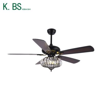 China Modern Family Expenditure Plywood Pull Switch Indoor Decorative Crystal Ceiling Fan Light Living Room for sale