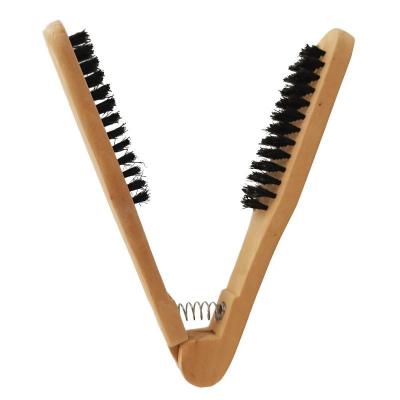 China Hair Straighten V-type Straightening Hair Brush Double-Brush Comb Anti-static Hair Straighten Wooden Brush For Salon for sale