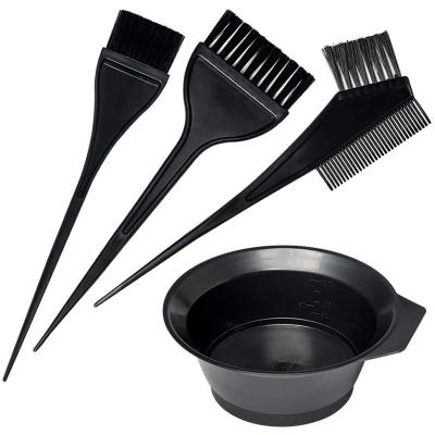 China 4Pcs Pigment Brush Kit 4 Pcs Set Hair Dye Coloring Brush Paint Black Plastic Bowl Barber Salon Tint Hairdressing Color Mixing Styling Tools for sale