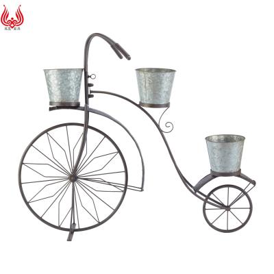 China YINFA Modern Hot Selling YINFA Bicycle 3 Planter Flower Pot Holder Garden Wire Metal Decorative Standing Plant Pot for sale