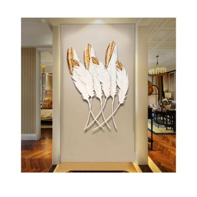 China Feather Iron Decoration 3d Wall Art Decoration Modern Decorative Wall Hot Selling Modern Art for sale