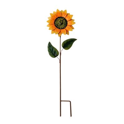 China Factory Price Elegant Sunflower Metal Stake Windmill Decorations Wind Spinners Outdoor Metal for sale