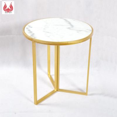 China Attractive Luxury Round Side Table Metal Yinfa Design Accent Coffee Table Living Room Furniture Marble Marble Top End Table Gold for sale