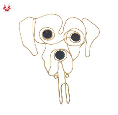 China YINFA Gold Metal Wire Dog Wall Mounted Cavity Design Double Hooks Wall Hook Coat Hat Hanger for sale