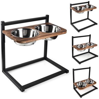 China Hot Selling Adjustable Minimalist Raised 3 Sizes With Stainless Steel Food And Water Bowls Dog Cat Bowls Raised Stand Feeder Dog Bowl for sale