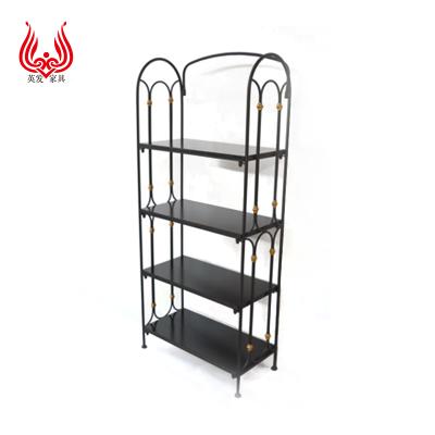 China 4 Tier Metal Frame And Wood Storage Shelf Modern Furniture for sale