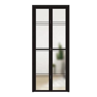 China Hot Sale Modern Design Security Double Door Bathroom Bedroom Glass Aluminum Folding Door With Lock for sale