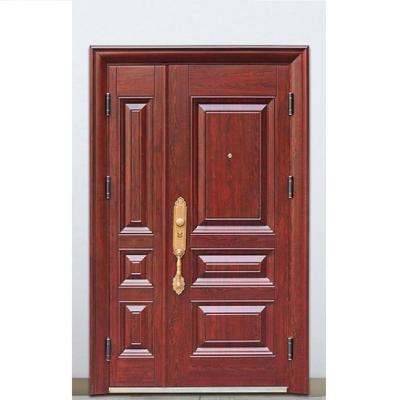 China Designs Modern Classic Solid Wood Exterior Villa Entrance Double Swing Main Entrance for sale