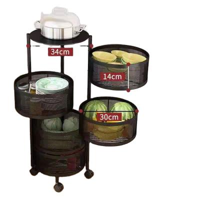 China Modern cart on wheels new design can be rotated and mobile vegetable and fruit kitchen storage rack, for sale