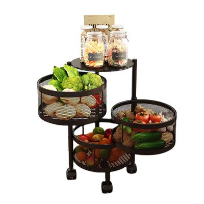 China Modern Kitchen Vegetable Storage Rack Floor Corner Multi-Layer Rack Basket Storage Rotating Vegetable Rack for sale