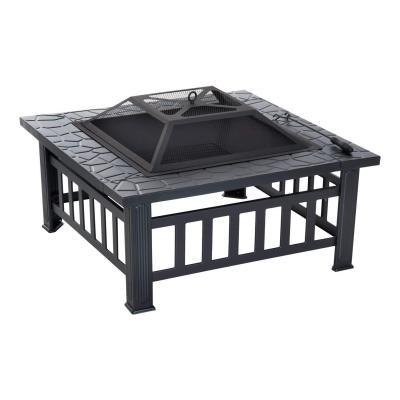 China Outdoor Metal Patio Fire Pit Table BBQ Garden Heater Stove with Grate and Spark Screen Cover Log Poker for Outdoor Fire Pit Table for sale