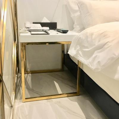 China Factory direct stable smart simple style mirror gold luxury bedside tables for hotel for sale