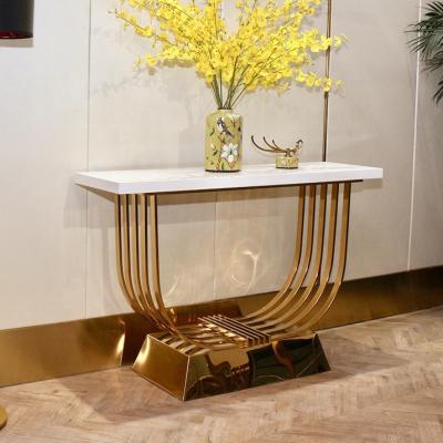 China Curve Console Table Legs Gold Stainless Steel Stable Design Customized Entryway Table Legs Frame Base Base for sale