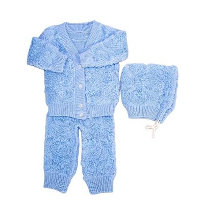 China Boy and girl unisex v-neck knitted anti-shrink blue sweater for baby costume for sale