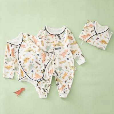 China Custom Long Print Sleeeves Newborn Baby Clothes Soft Simple Short and Organic Summer Cotton Baby Romper Overalls Breathable Jumpsuits for sale